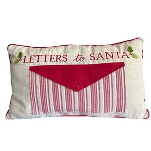 ST. NICHOLAS SQUARE 12”x20” Accent Pillow Letters to Santa Red White Natural